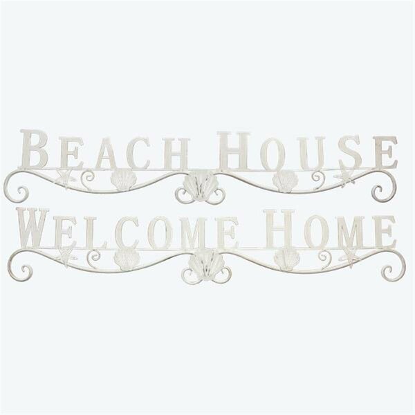 Youngs Metal Beach House Welcome Wall Sign with Shell Designs, Assorted Color - 2 Piece 61708